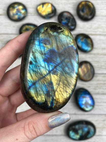 Flashy Labradorite Palm Stone