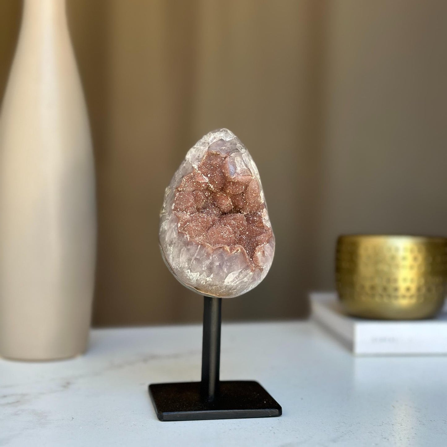 Pink Amethyst, natural colors, w stand - URUGUAY Ethically Sourced