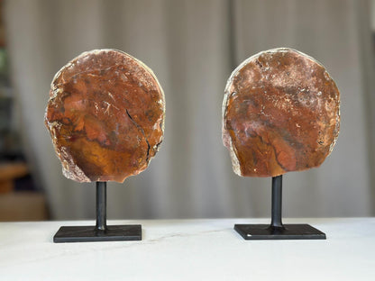 Red Jasper Slice on Stands SET (pk of 2)  --  7inch tall! -  Ethically Sourced