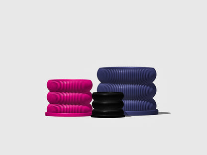 Ribbed Bubble Plant Pot With Drainage and Saucer