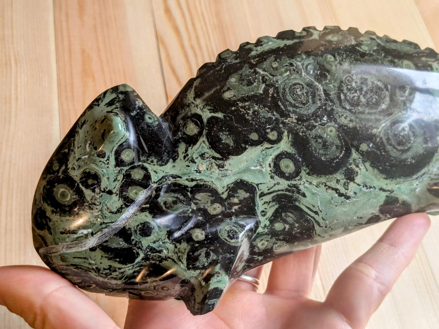 Kambaba Jasper Chameleon Carving - OOAK