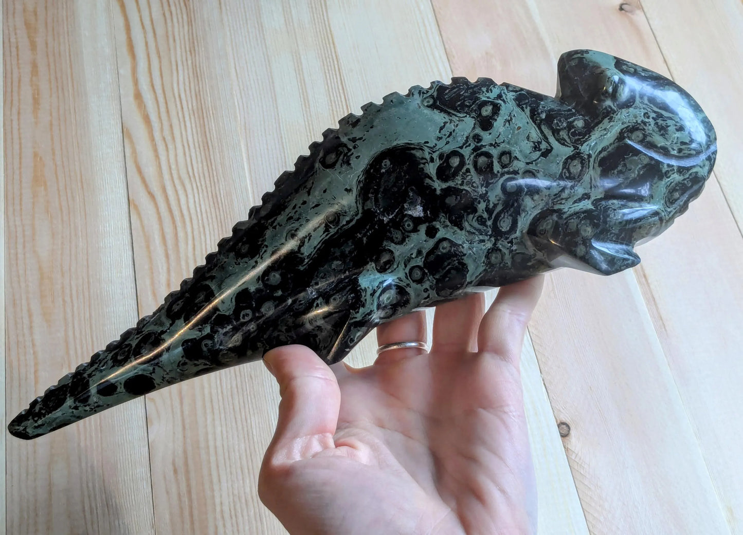 Kambaba Jasper Chameleon Carving - OOAK