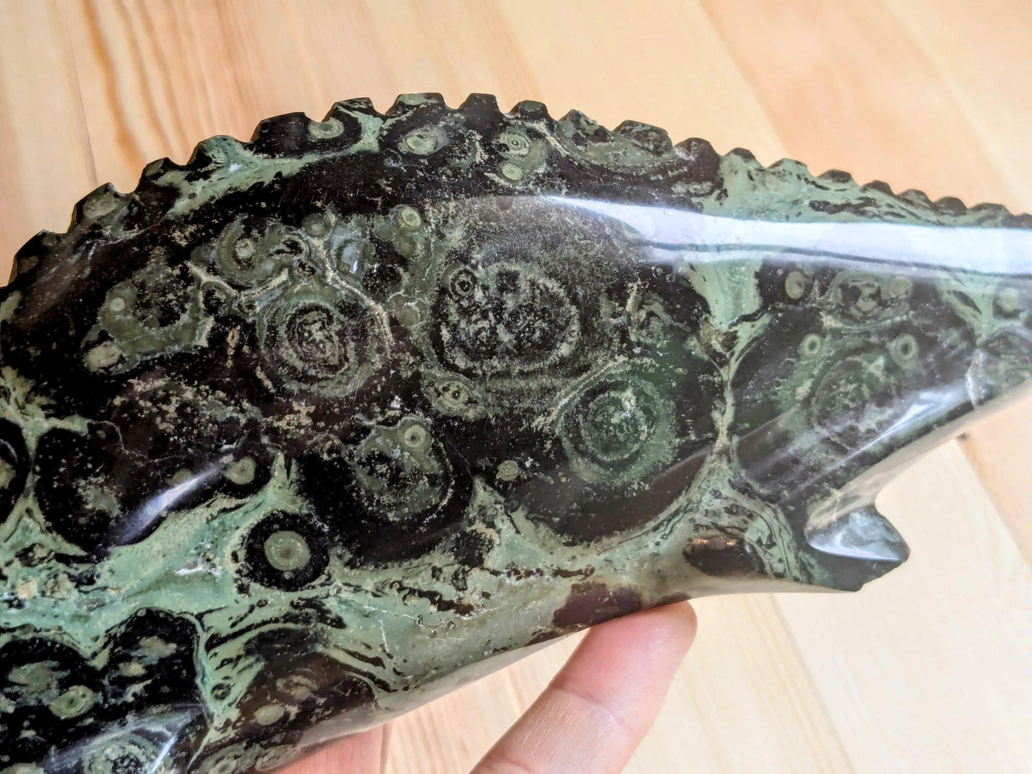 Kambaba Jasper Chameleon Carving - OOAK