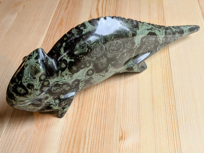 Kambaba Jasper Chameleon Carving - OOAK