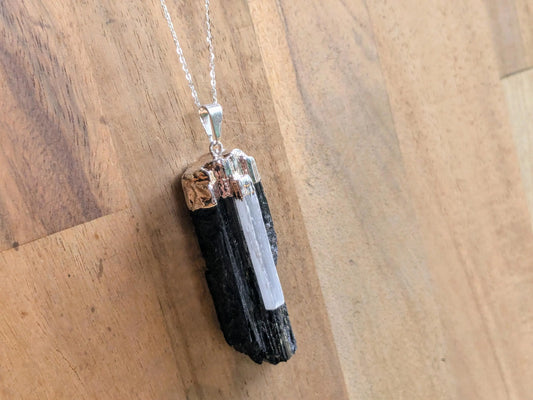 Black Tourmaline + Selenite Necklace