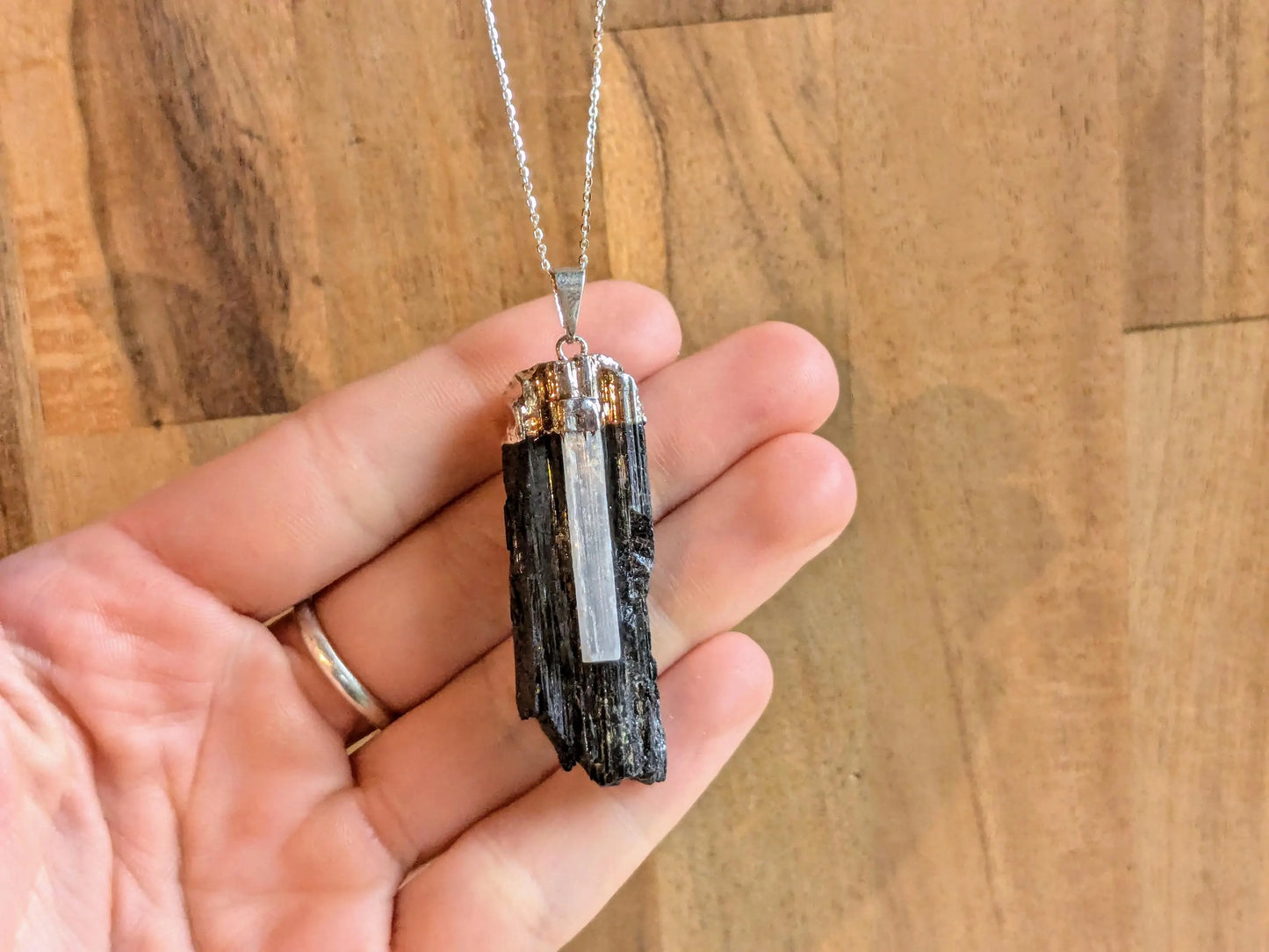 Black Tourmaline + Selenite Necklace