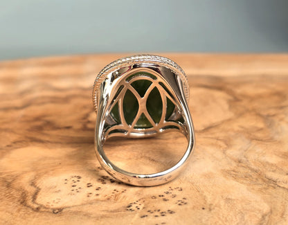 Canadian Jade Silver Ring – Genuine Green Gemstone Jewelry