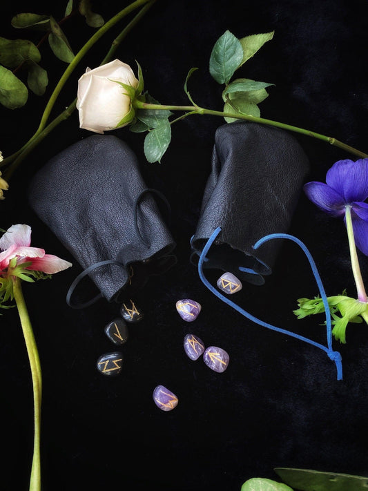 Crystal Runes - w/ Goatskin Pouch