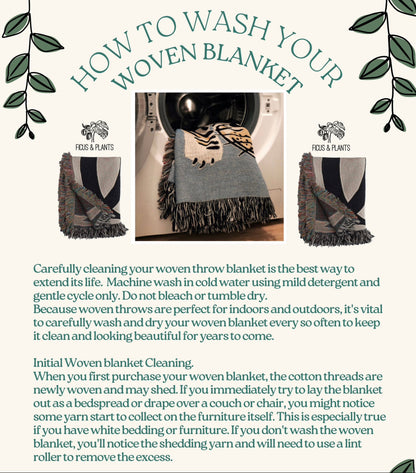 Mushroom Woven Blankets For Mushroom Lover or Mycologist. Fungus blanket with shiitake, amanita, chanterelle, enokitake. Mushroom bedding.