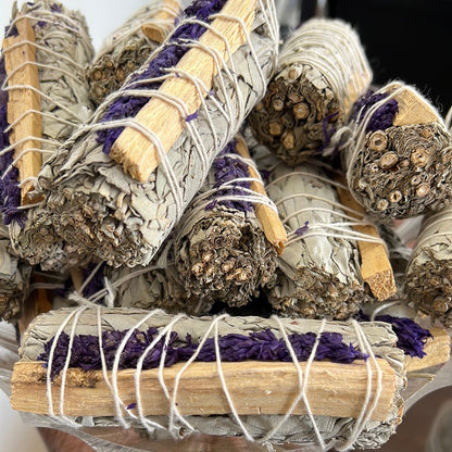 White Sage bundle with Lavender & Palo Santo - 4" Sustainably Harvested