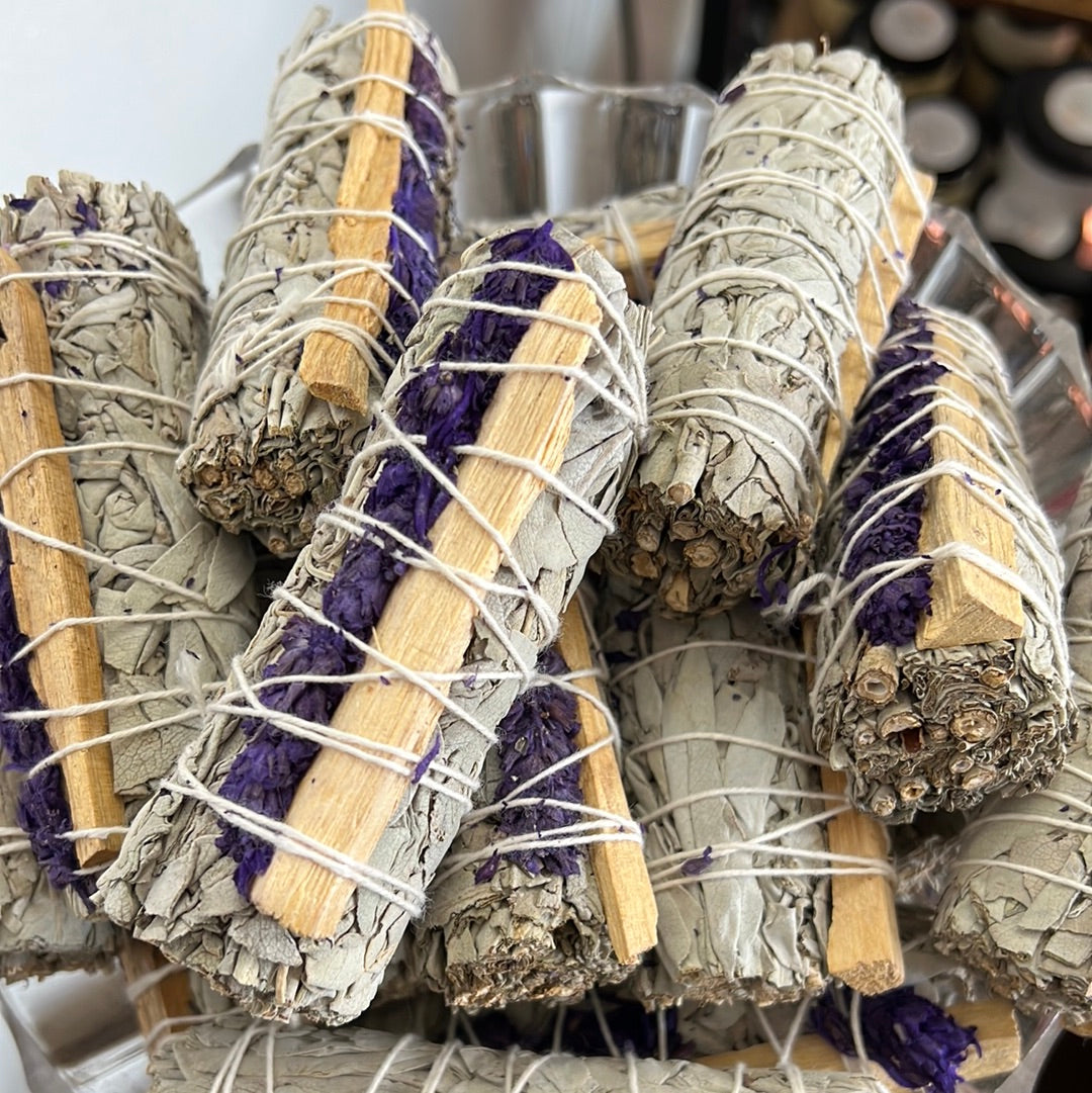 White Sage bundle with Lavender & Palo Santo - 4" Sustainably Harvested