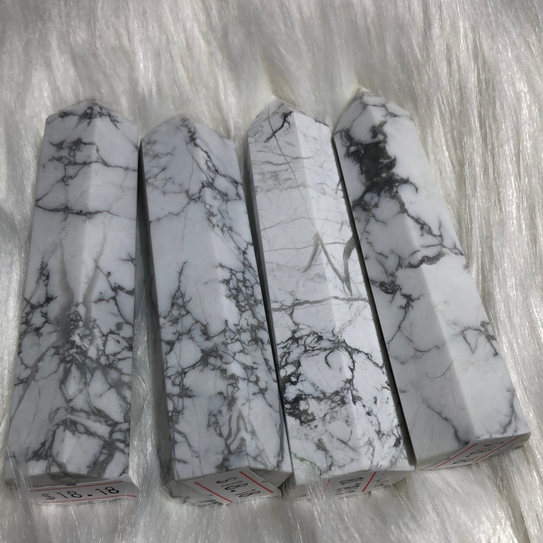 White Howlite Towers - AAA