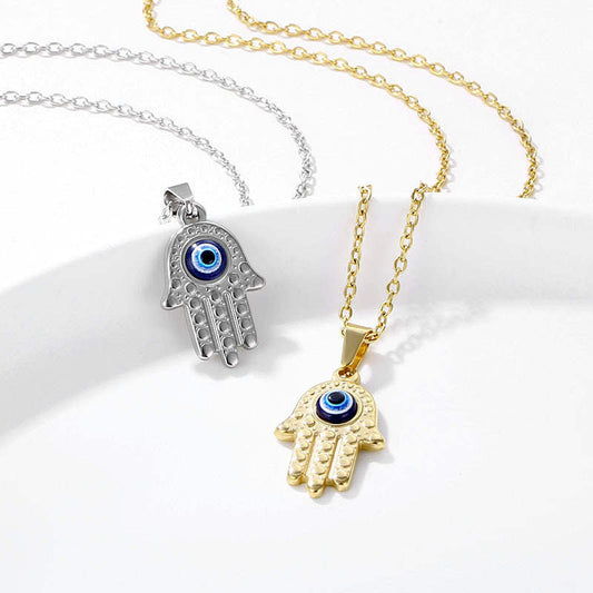 Hamsa Hand with Evil eye necklace