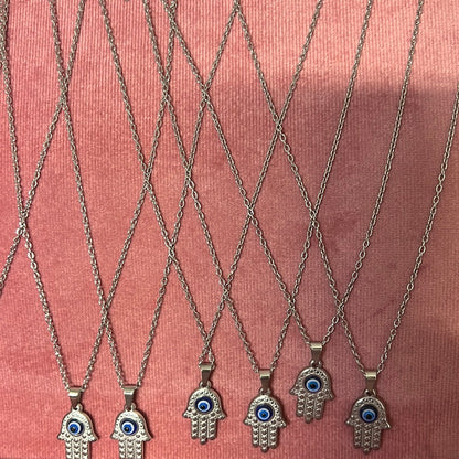 Hamsa Hand with Evil Eye Necklace – Unisex Protection Jewelry