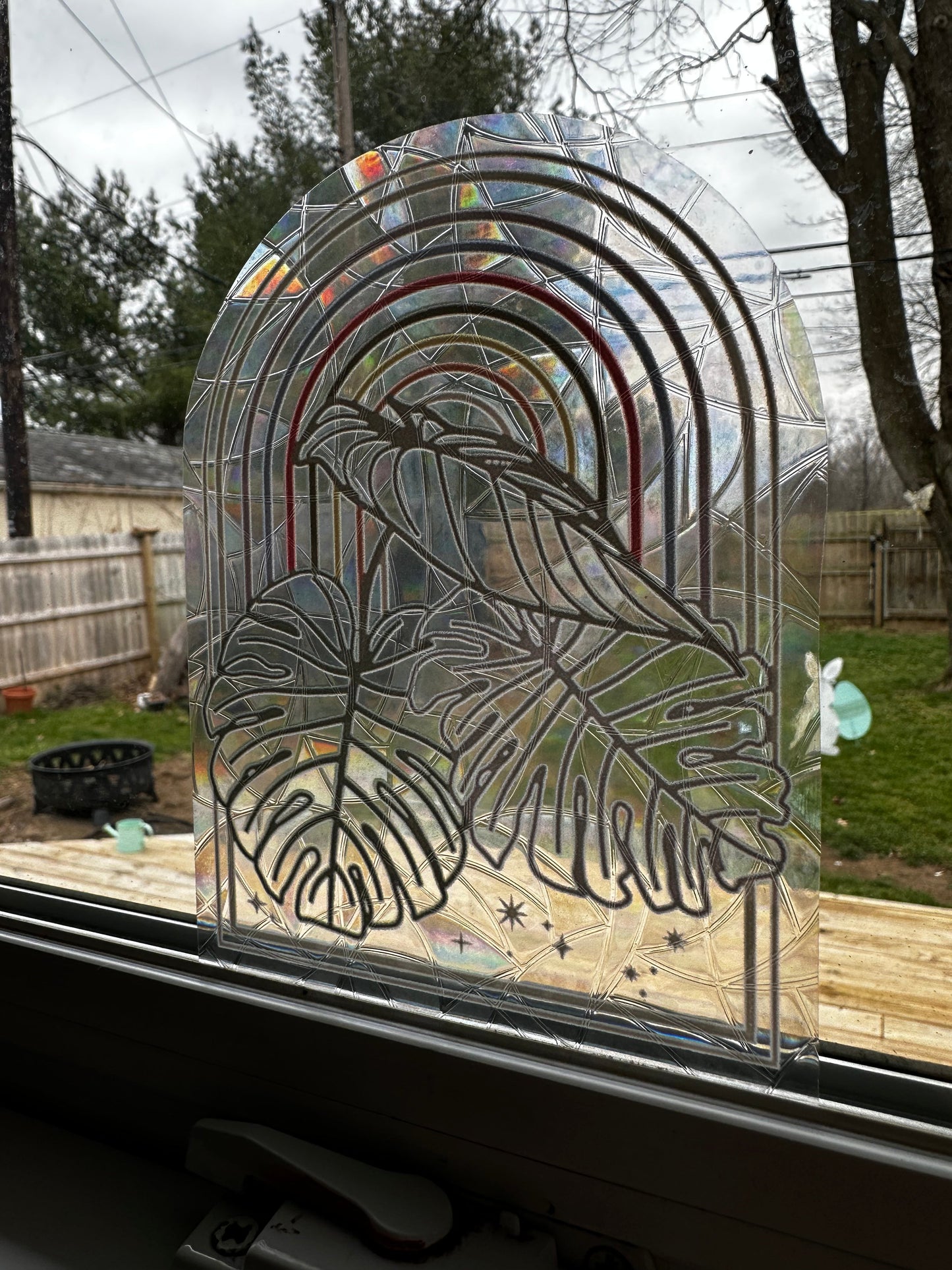 Monstera  suncatcher sticker