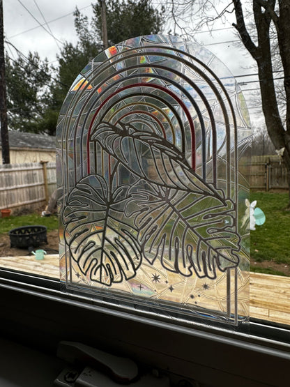 Monstera  suncatcher sticker
