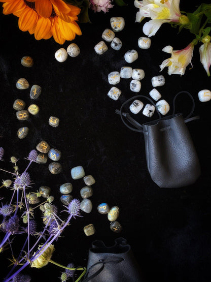 Crystal Runes - w/ Goatskin Pouch