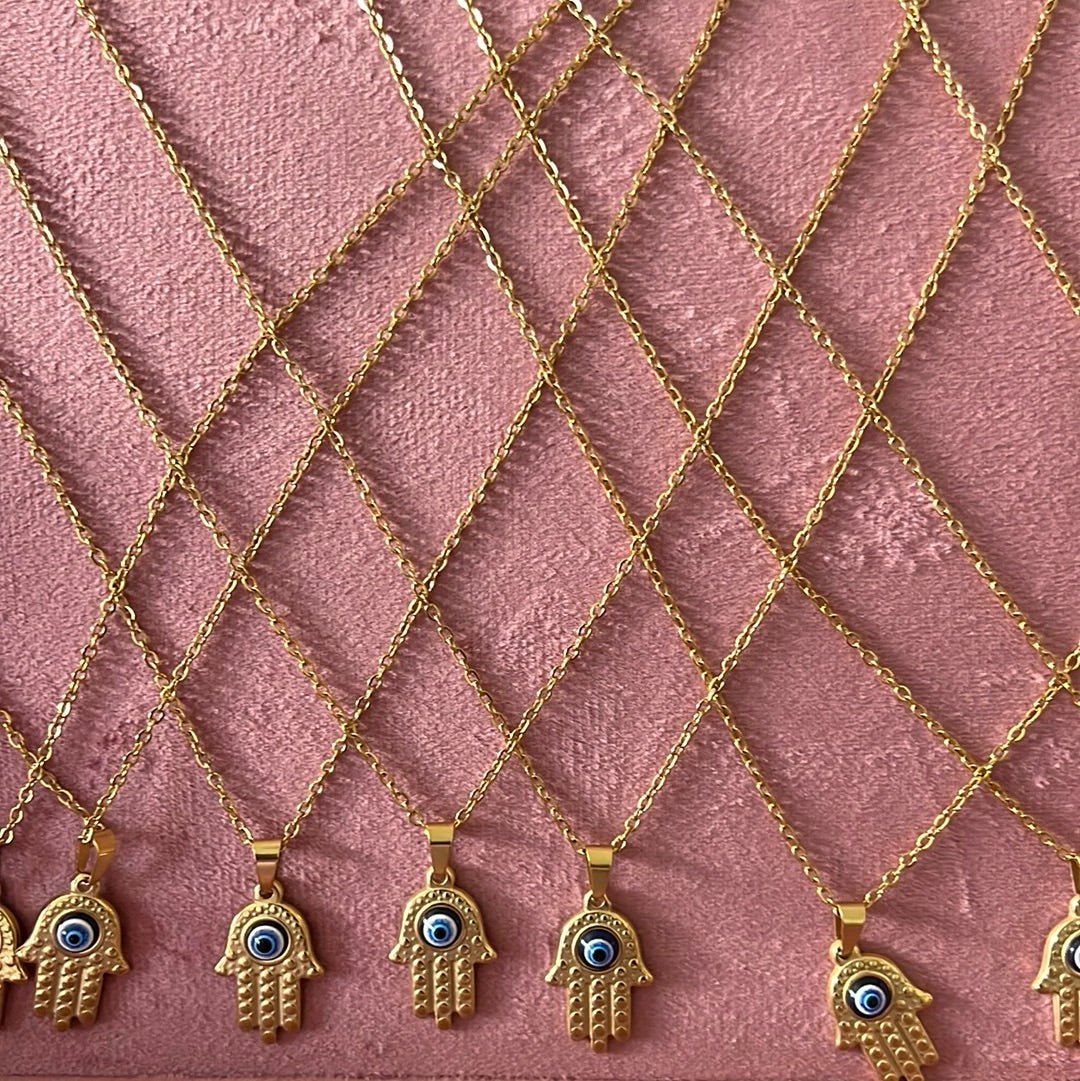 Hamsa Hand with Evil eye necklace