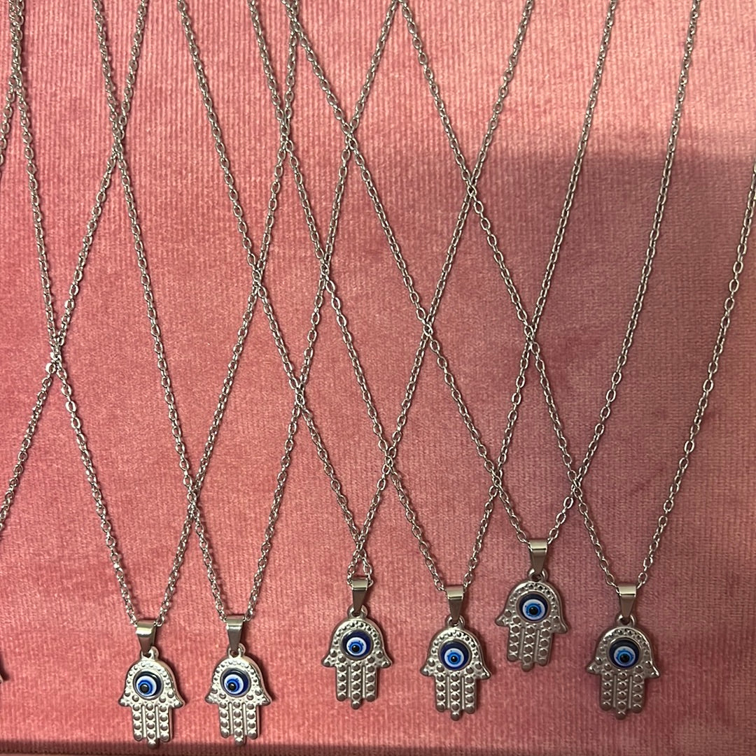 Hamsa Hand with Evil eye necklace