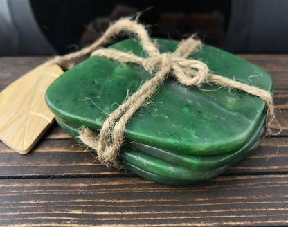 Jade Coasters Set of 4 – Canadian Nephrite Jade Stone Drinkware