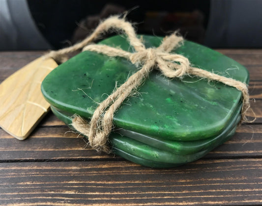 Jade Coasters Set of 4 – Canadian Nephrite Jade Stone Drinkware