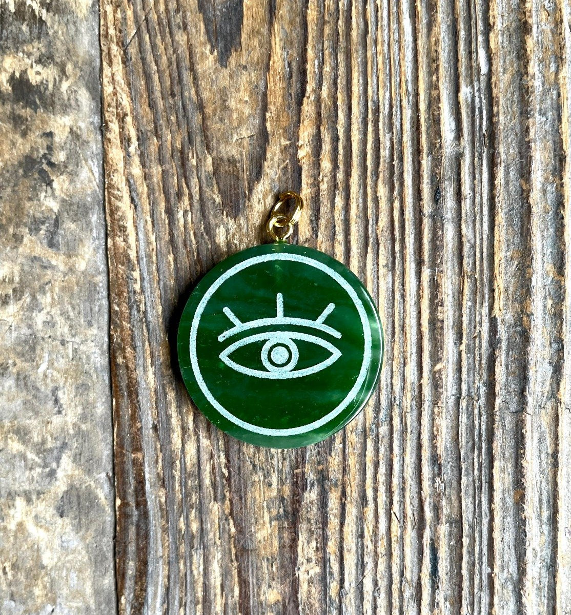 Canadian Jade Evil Eye Pendant 25mm – Sterling Silver Protection Jewelry