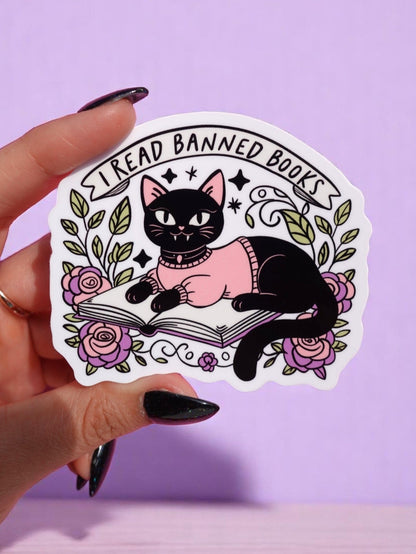 I Read Banned Books Sticker – Black Cat