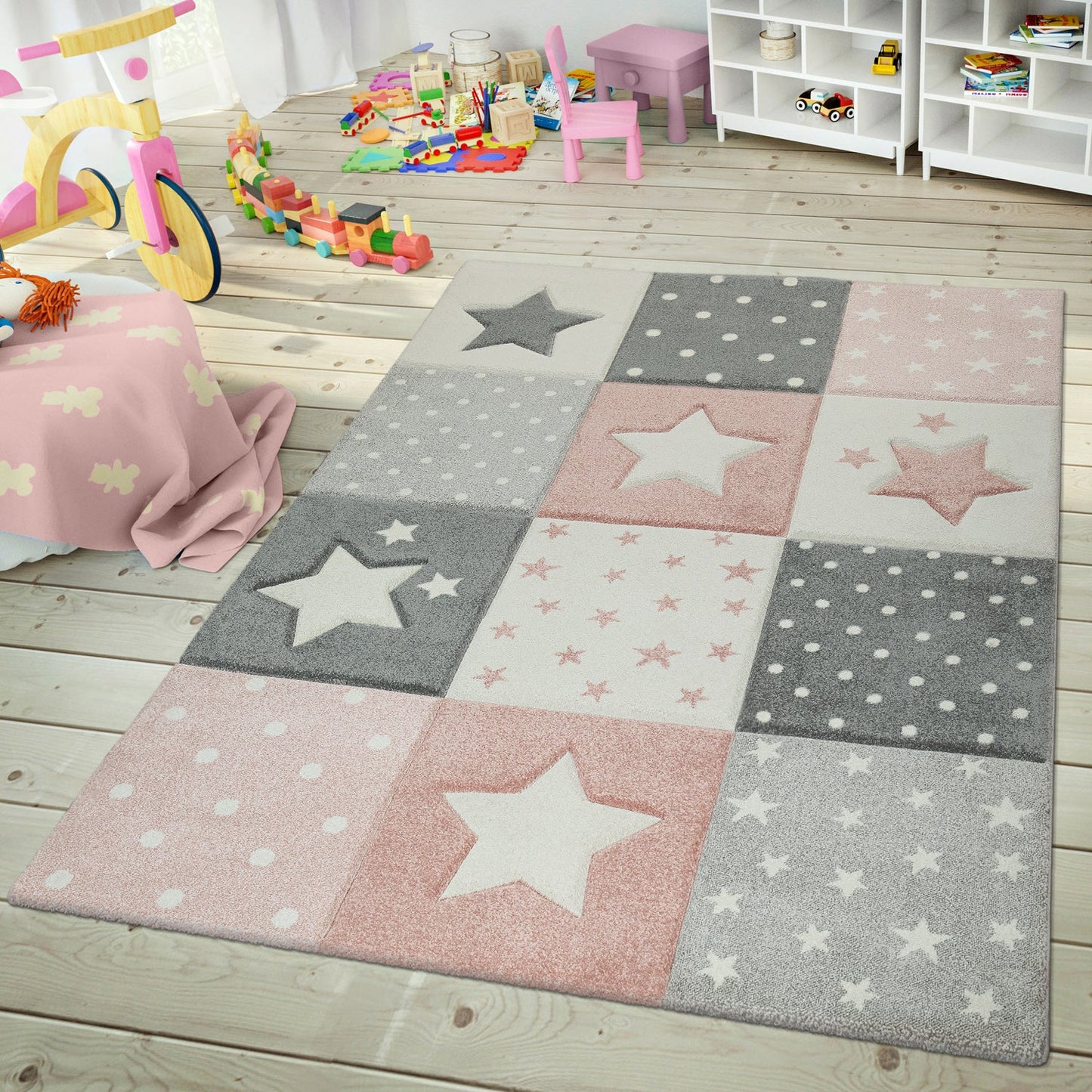 Cosmo Star Nursery Rug – Soft Kids Room Rug with Starry Design