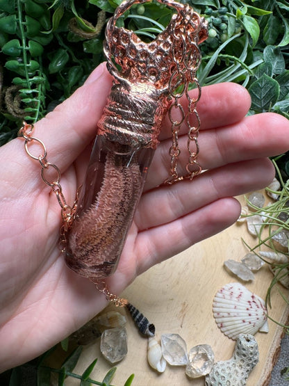 Labradorite, Coral, and Starfish Arm Oddity Vial Necklace