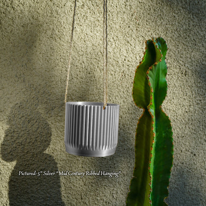 Mid Century Ribbed Hanging Plant Pots