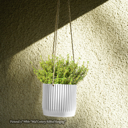 Mid Century Ribbed Hanging Plant Pots