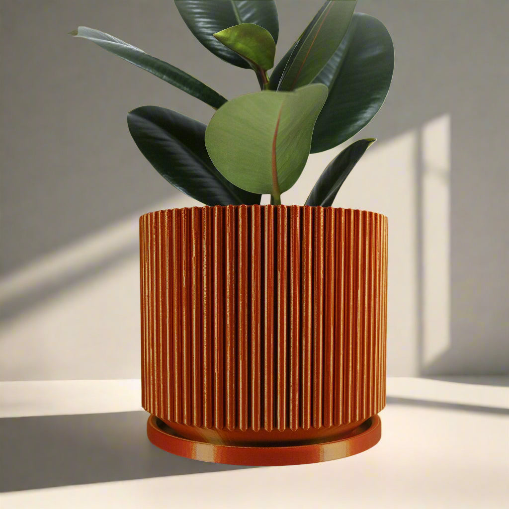 Mid-Century Ribbed Planter