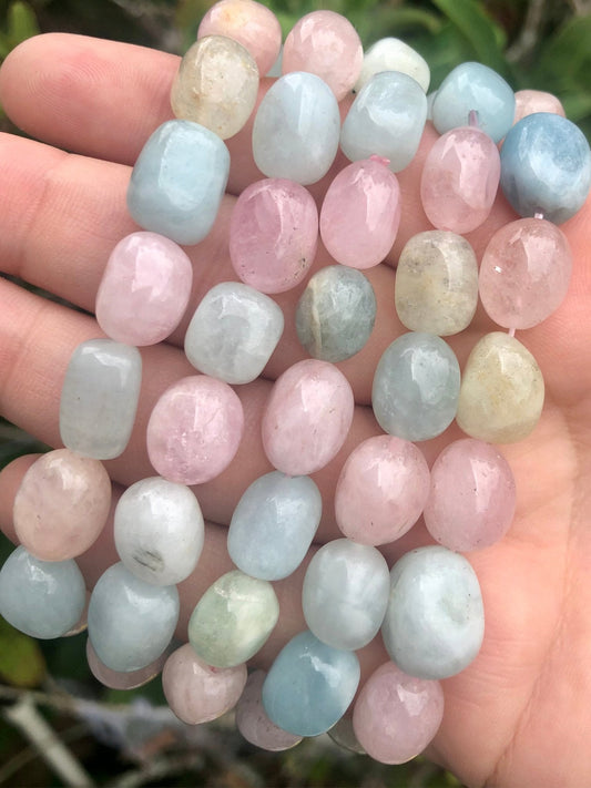 Morganite Tumbled Bead Bracelet - love & healing