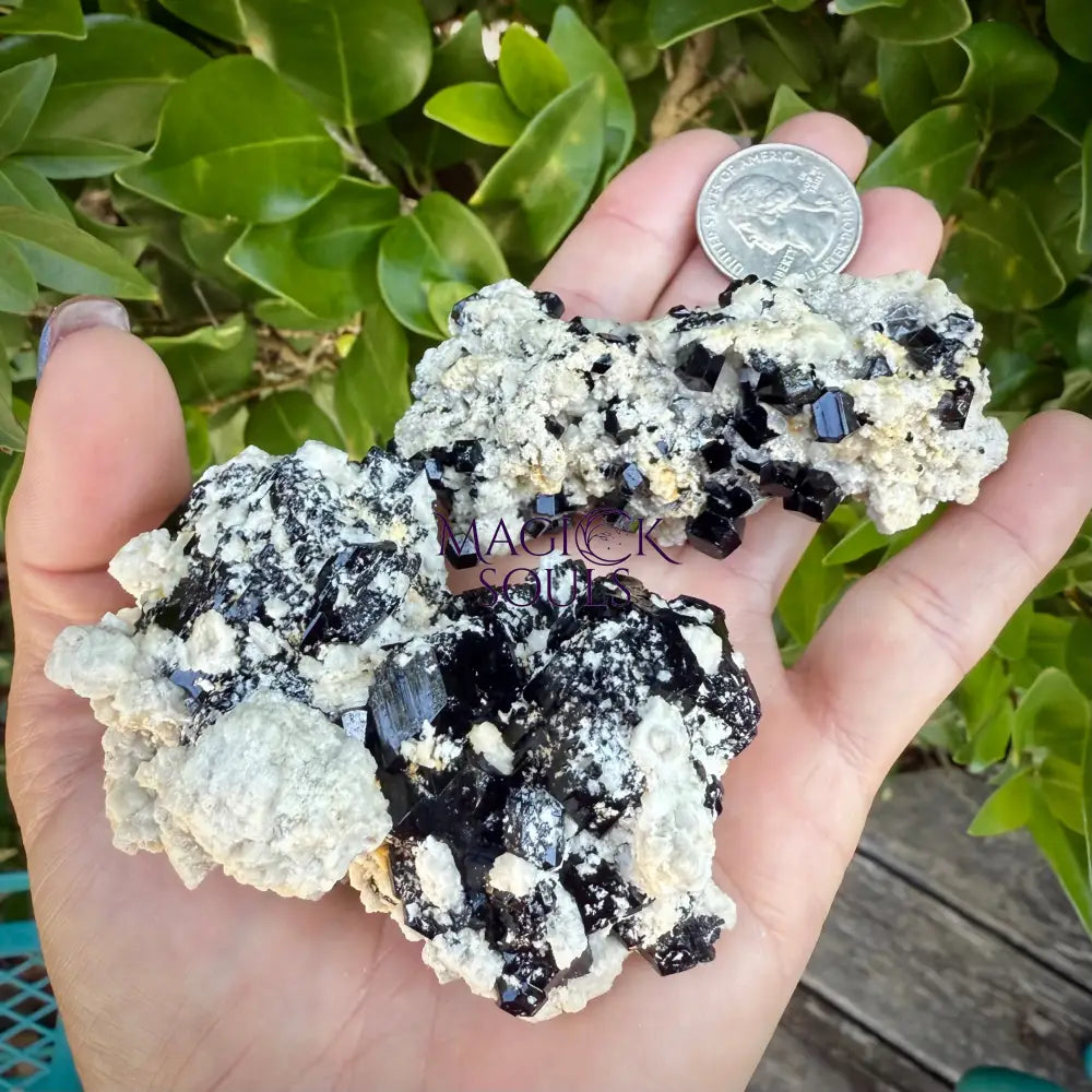 Natural Black Schorl Tourmaline & Smoky Quartz – Namibia