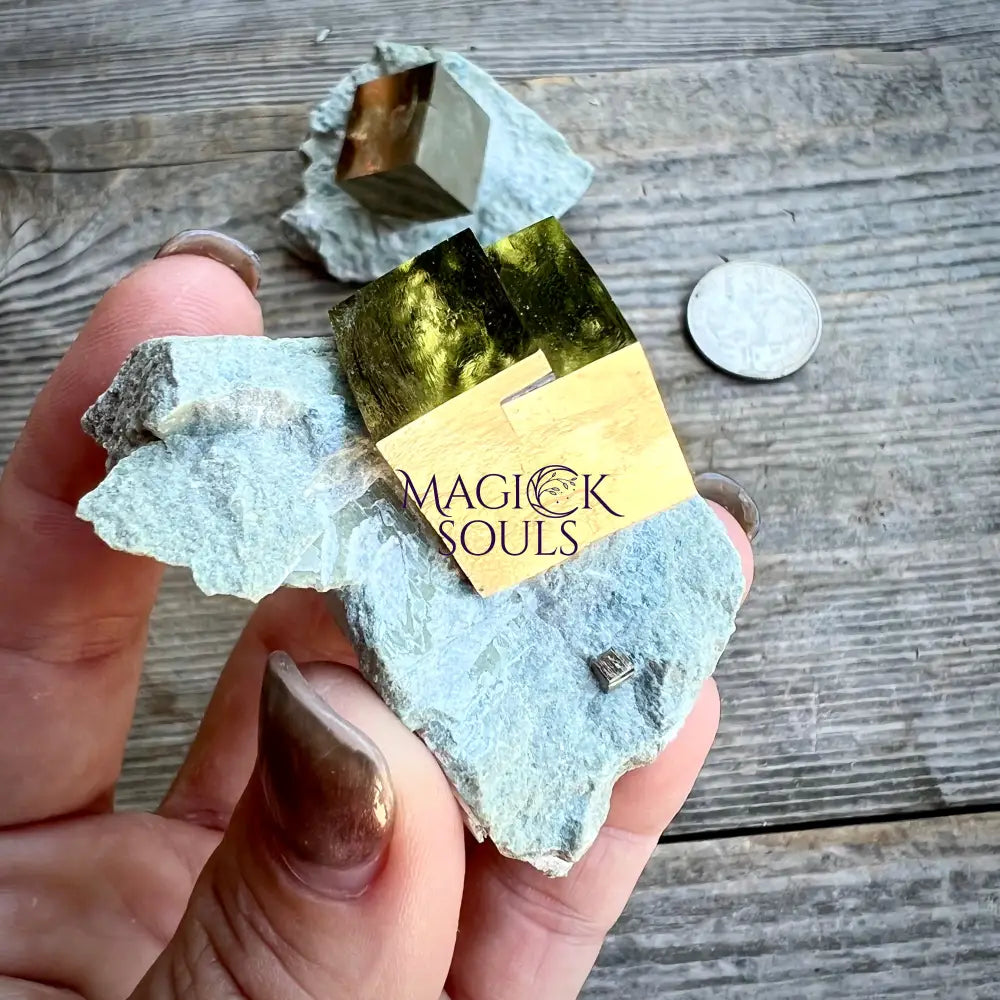 Natural Pyrite Cube in Matrix