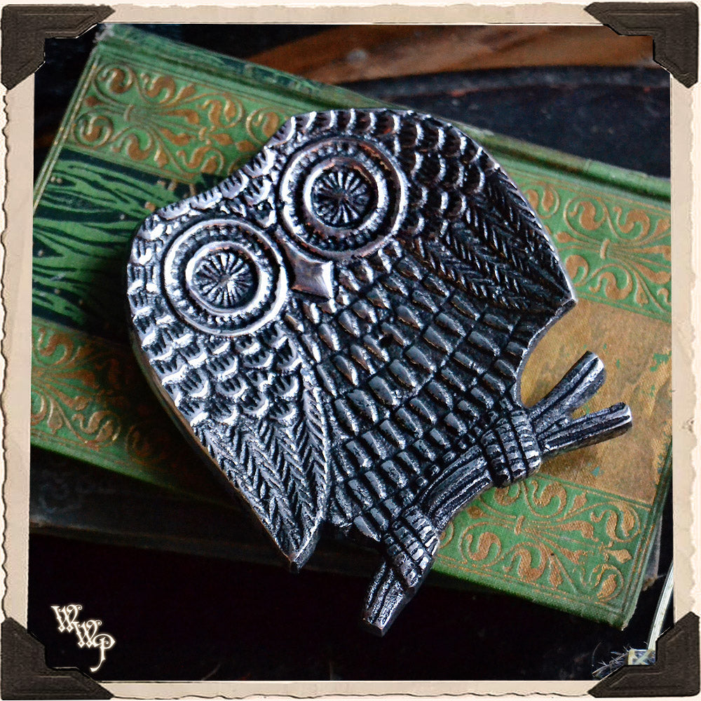 Aluminum Owl Tray. Incense Stick & Cone Holder, Jewelry Trinket Dish