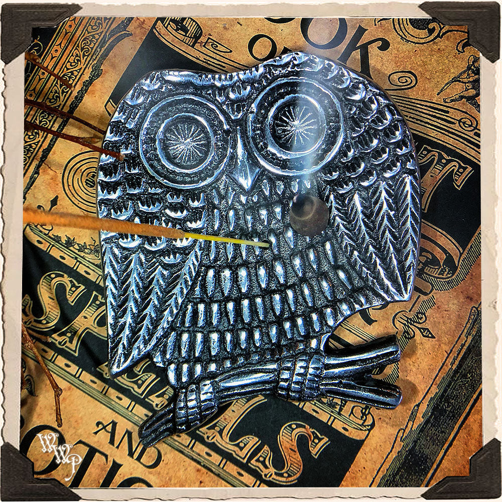 Aluminum Owl Tray. Incense Stick & Cone Holder, Jewelry Trinket Dish