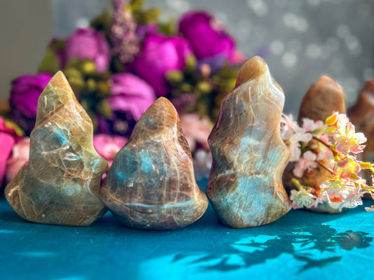 Peach Moonstone Crystal Flames