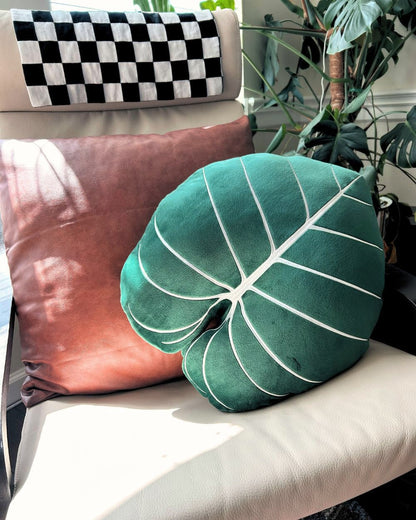 Philodendron Gloriosum Pillow - Forest Green