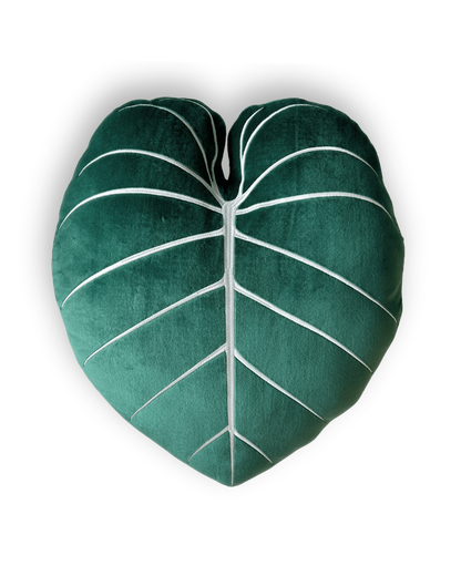 Philodendron Gloriosum Pillow - Forest Green
