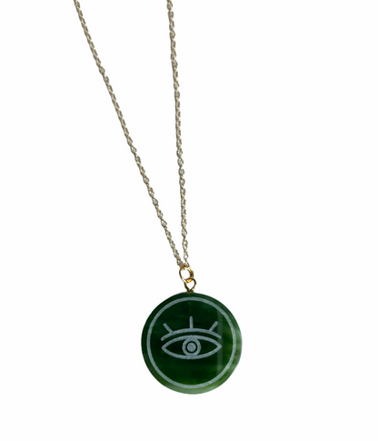 Canadian Jade Evil Eye Pendant 25mm – Sterling Silver Protection Jewelry