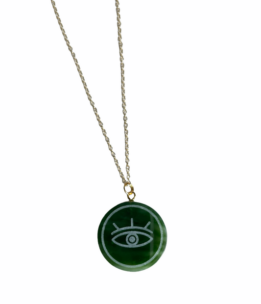 Canadian Jade Evil Eye Pendant 25mm – Sterling Silver Protection Jewelry
