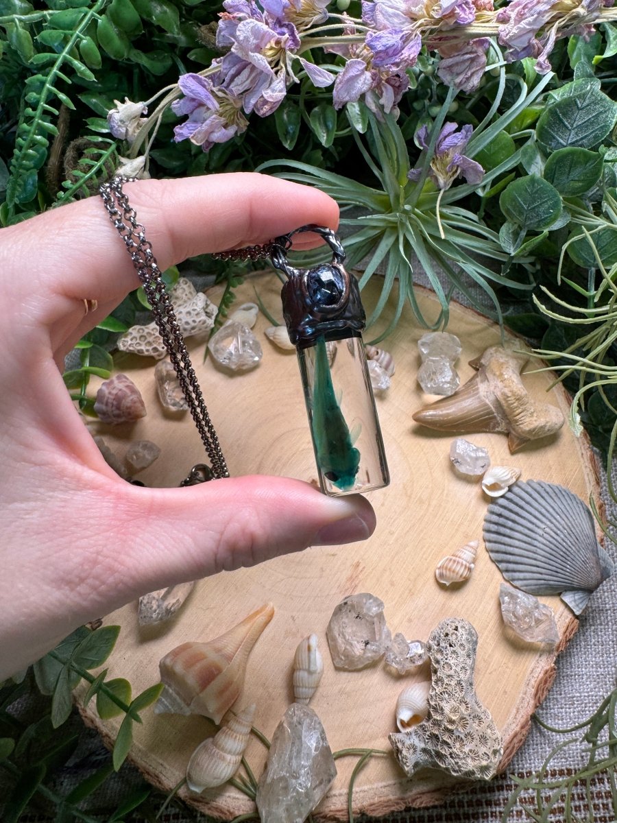 Pietersite and Minnow Oddity Vial Necklace