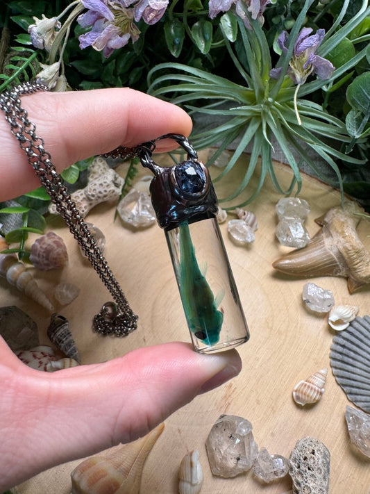 Pietersite and Minnow Oddity Vial Necklace
