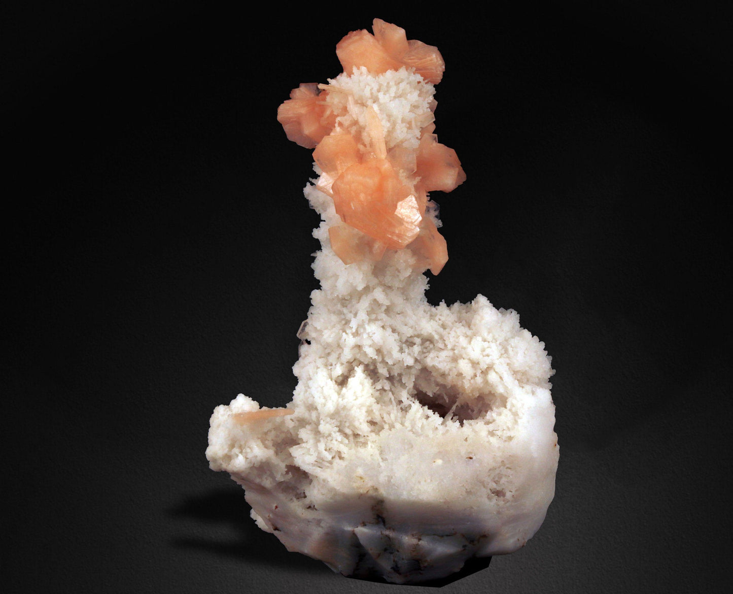 Pink Stilbite Crystals on Chalcedony #W41