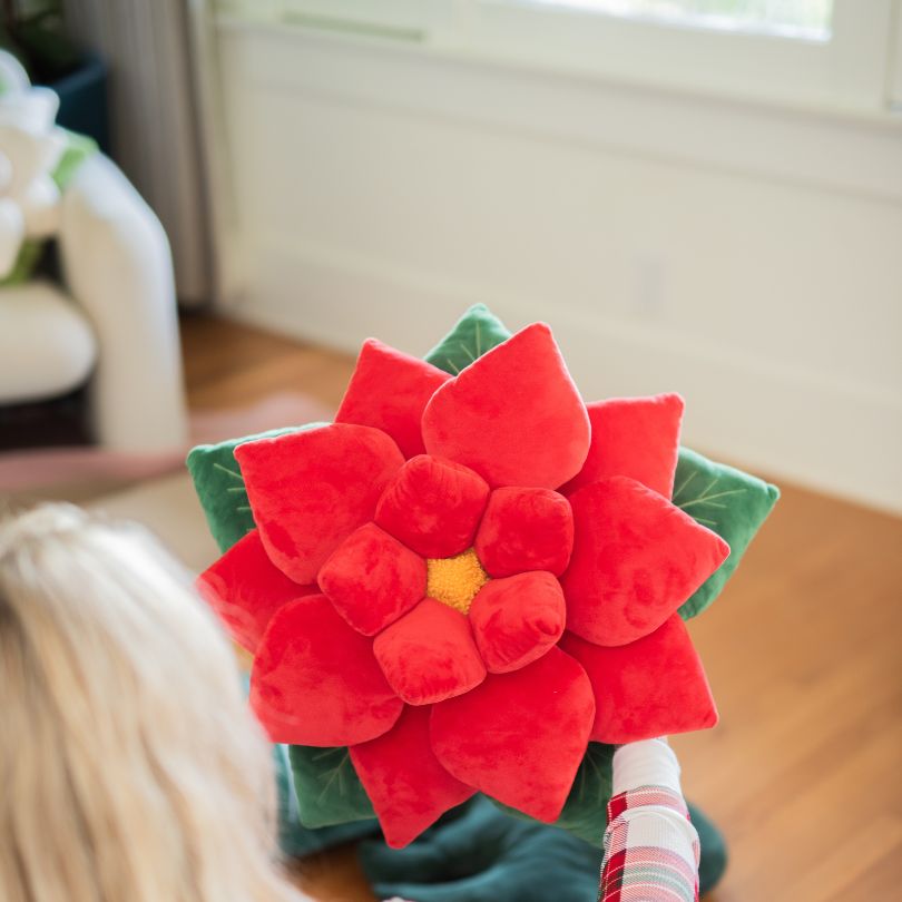 Poinsettia Pillow - Christmas Red