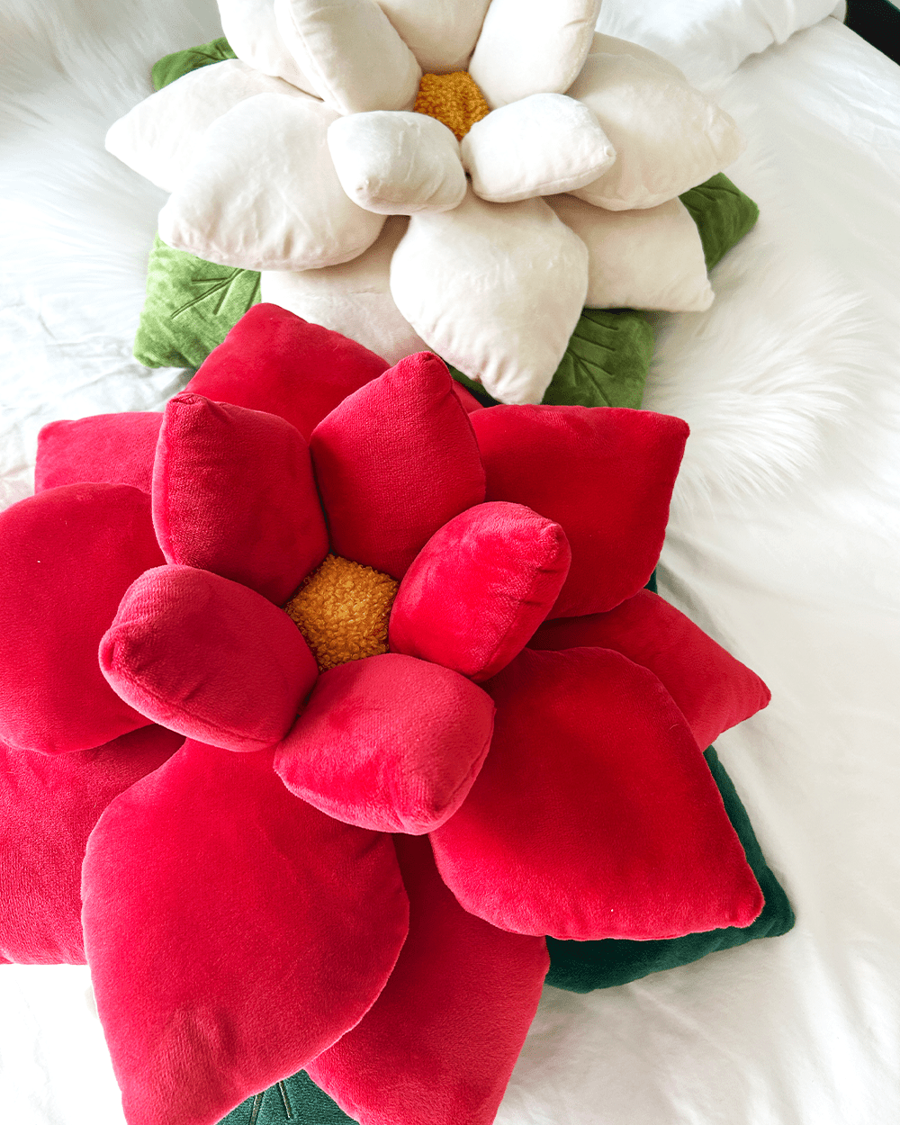 Poinsettia Pillow - Marshmallow White