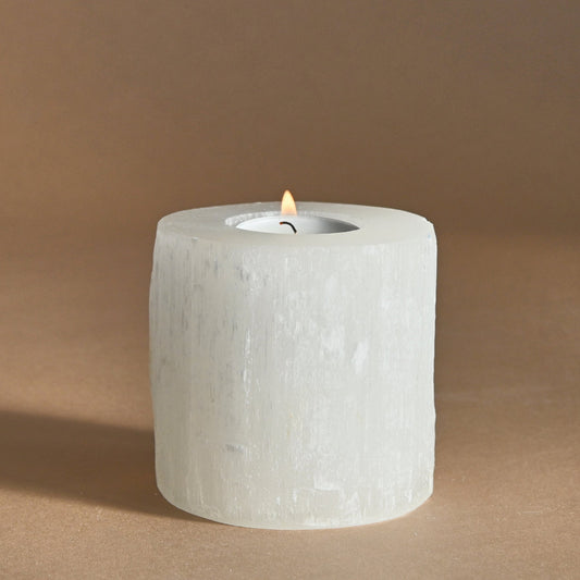 Lg Selenite Candle Holder
