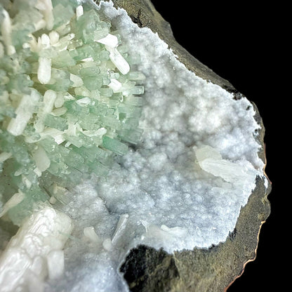 RARE Green Natrolite with Stilbite on Chalcedony | SELF STANDING | Indian Mineral | Superb Minerals | Rare Minerals | Collectors Piece