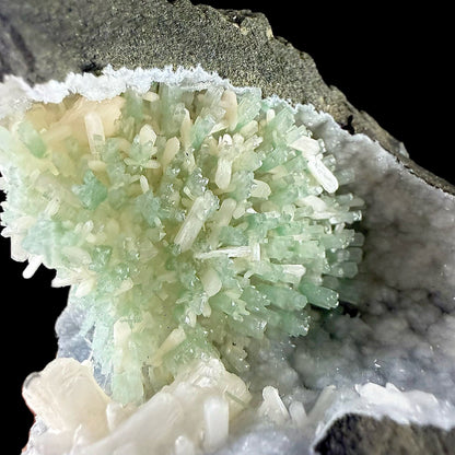 RARE Green Natrolite with Stilbite on Chalcedony | SELF STANDING | Indian Mineral | Superb Minerals | Rare Minerals | Collectors Piece